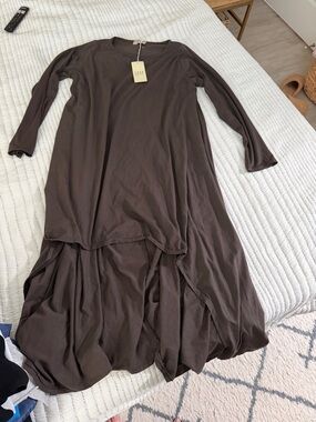 Saga Long Sleeve Brown High-Low Tunic